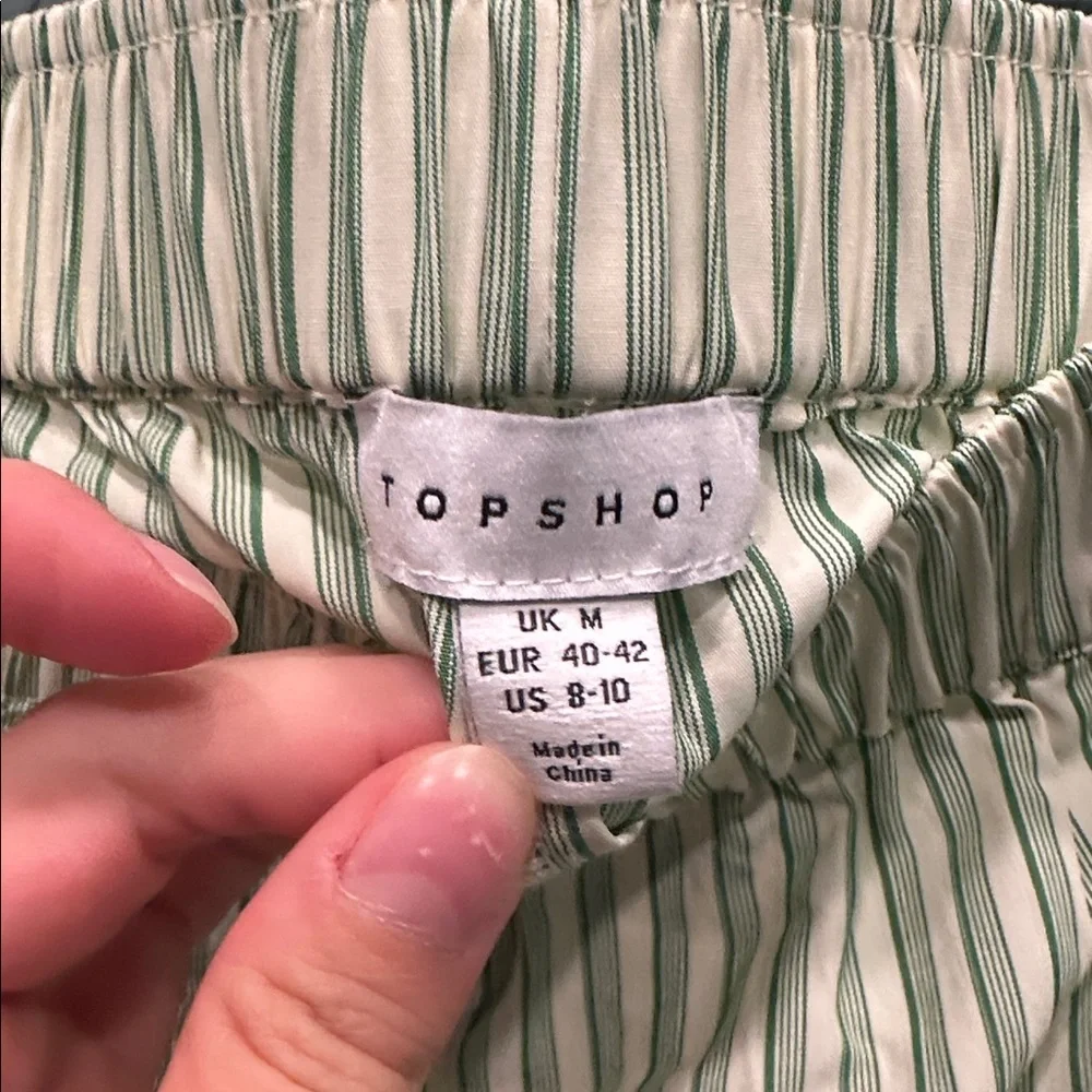 Topshop Green and White Striped boxer Shorts